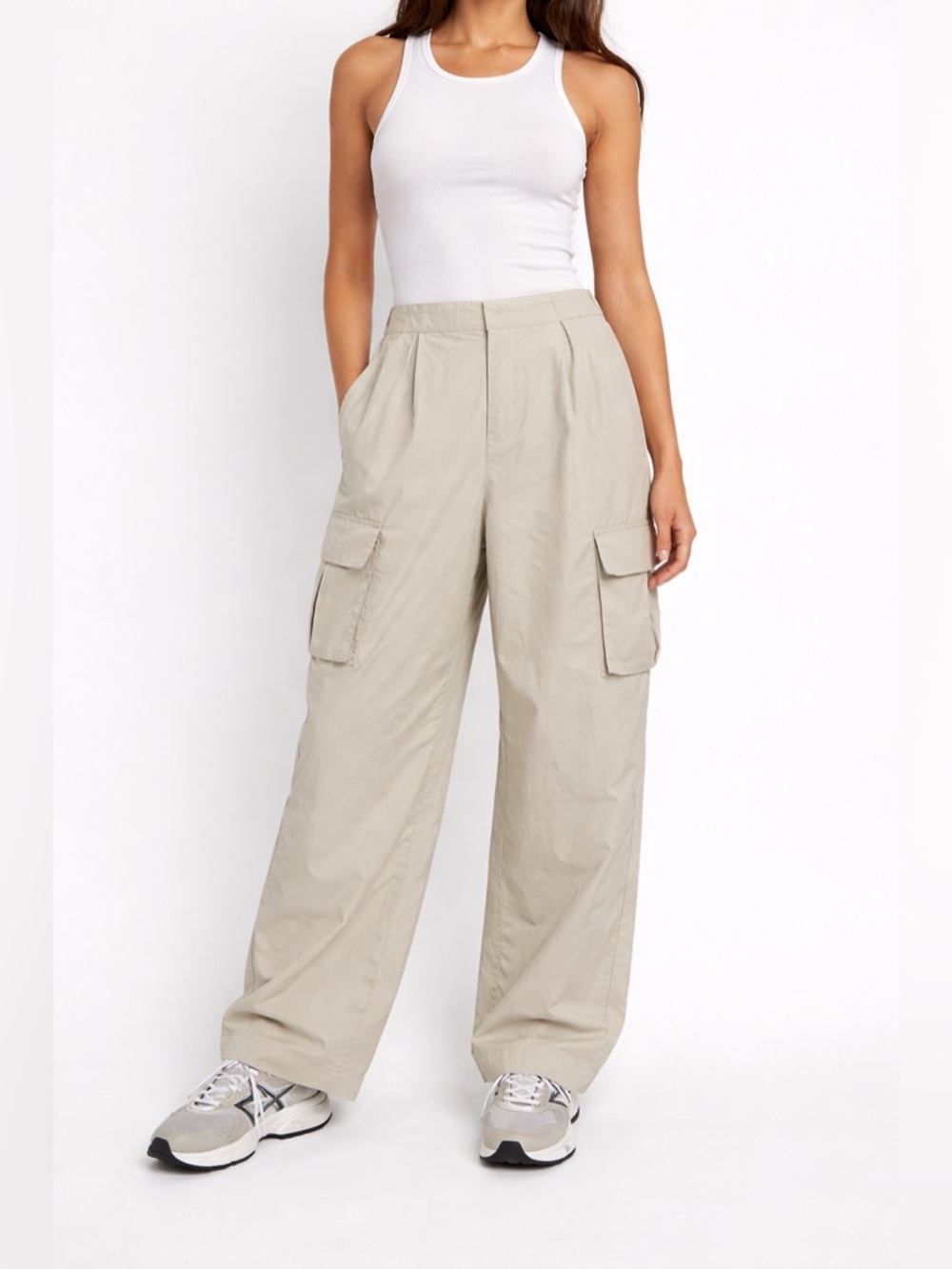 Wilo The Label Anthropologie Wide Leg Parachute Fly Cargo Pants Tan Size Small